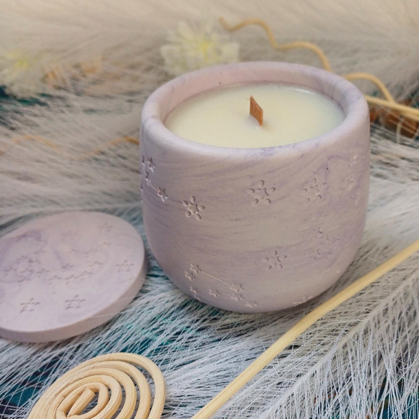 L'étoile - Bougie parfumée et bougeoir en jesmonite